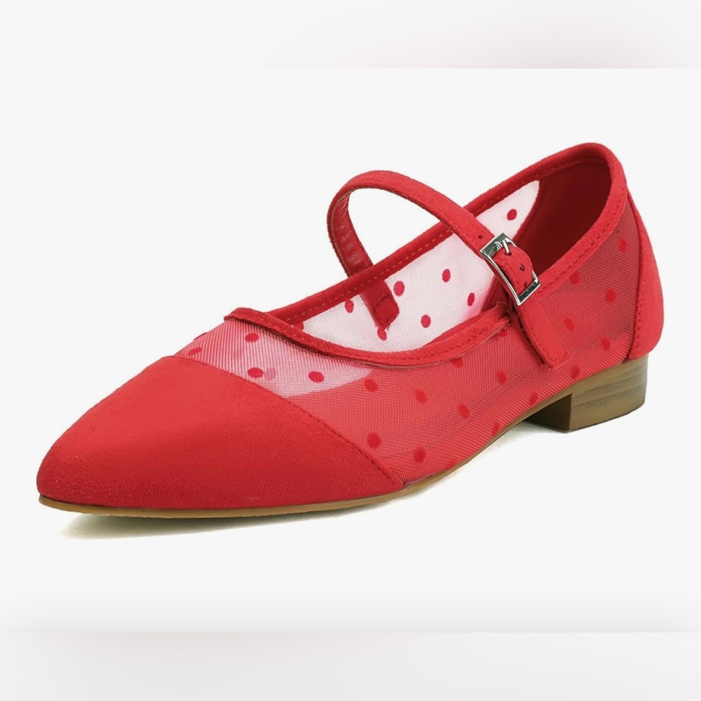 NWT-Red Polka Dot Flats Mesh